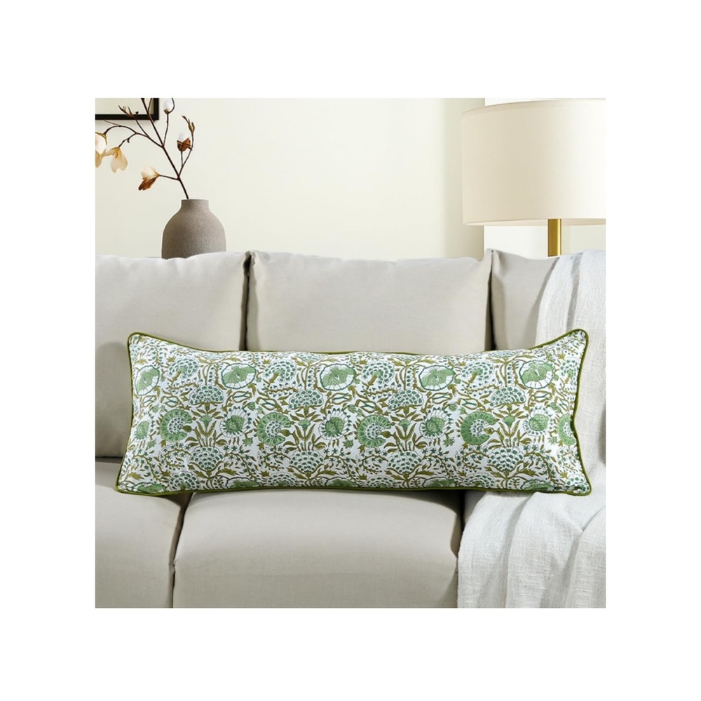 Green Floral  Pillow Cover